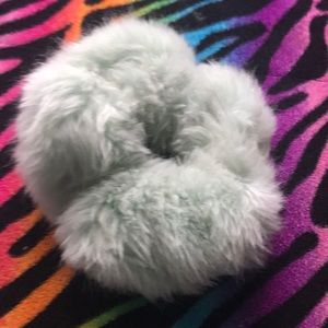 Fluffy mint green hair tie